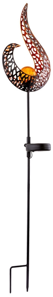 LED Solarleuchte, schwarz gold, Flammenoptik, H 90 cm Bild 1