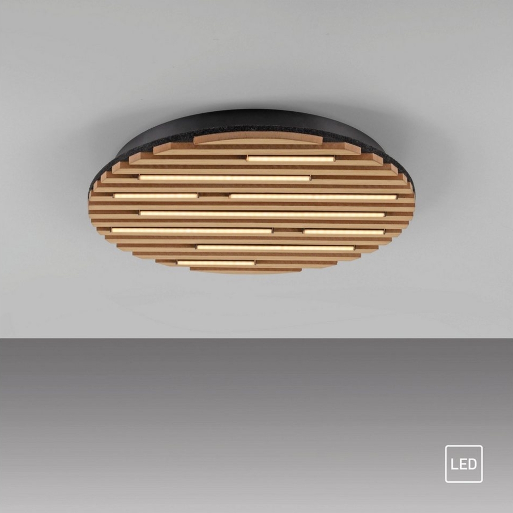 my home Deckenleuchte Unnestad Akustikpaneele, LED fest integriert, Warmweiß, schwarze LED Diffuser, Holz, Akustik, Paneele, 3000K - Ø 40 cm Bild 1