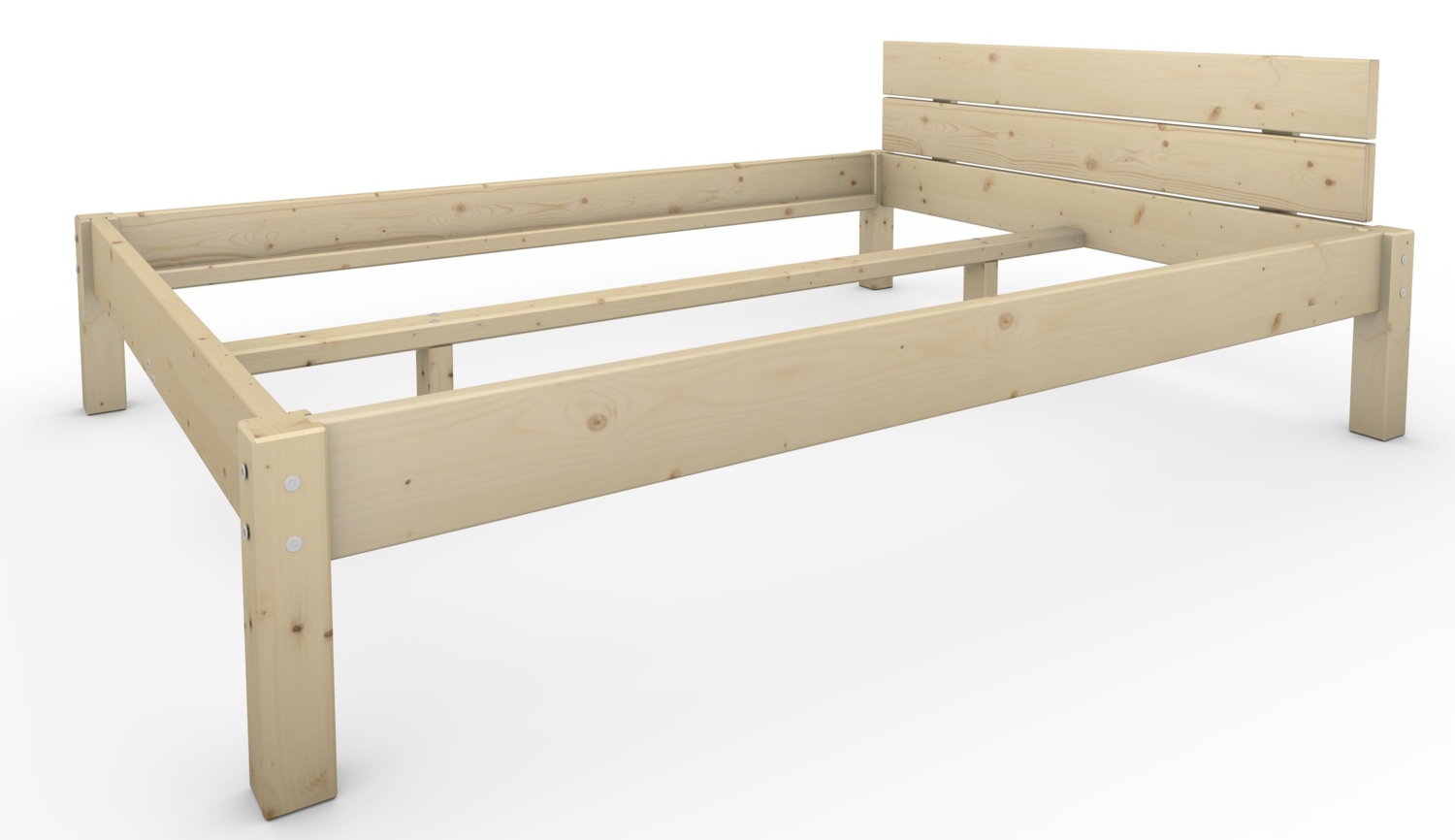 Pfostenbett Massivholzbett (Fichte) "Daybett" 140 x 190 cm 38 cm Holzbett 300kg Bild 1