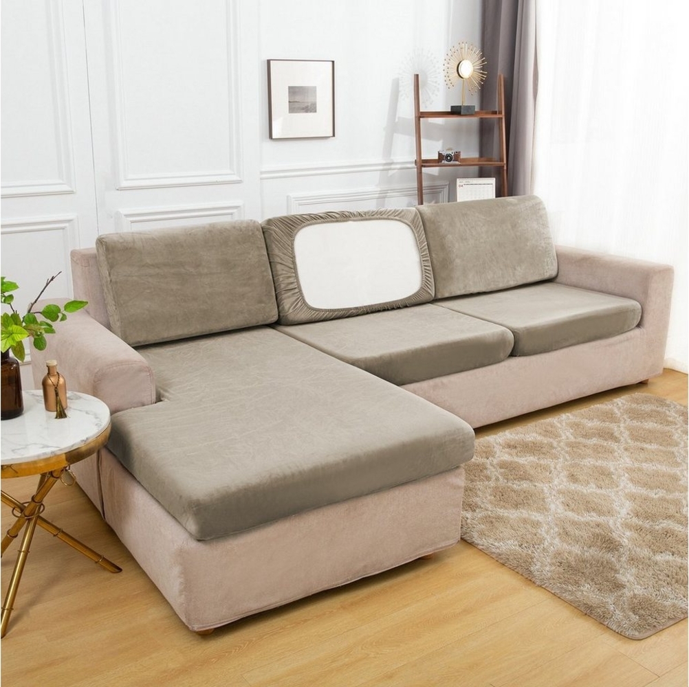 Rosnek Sofahusse Stretch, Samt, mit elastischer Unterseite, für Sofa Bild 1