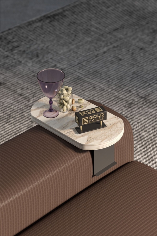 Verstellbares Sofa-Arm-Tablett 10x34 cm Spanplatte/metall/pvc Weißes Marmordekor 89321758 [en. casa] Bild 1