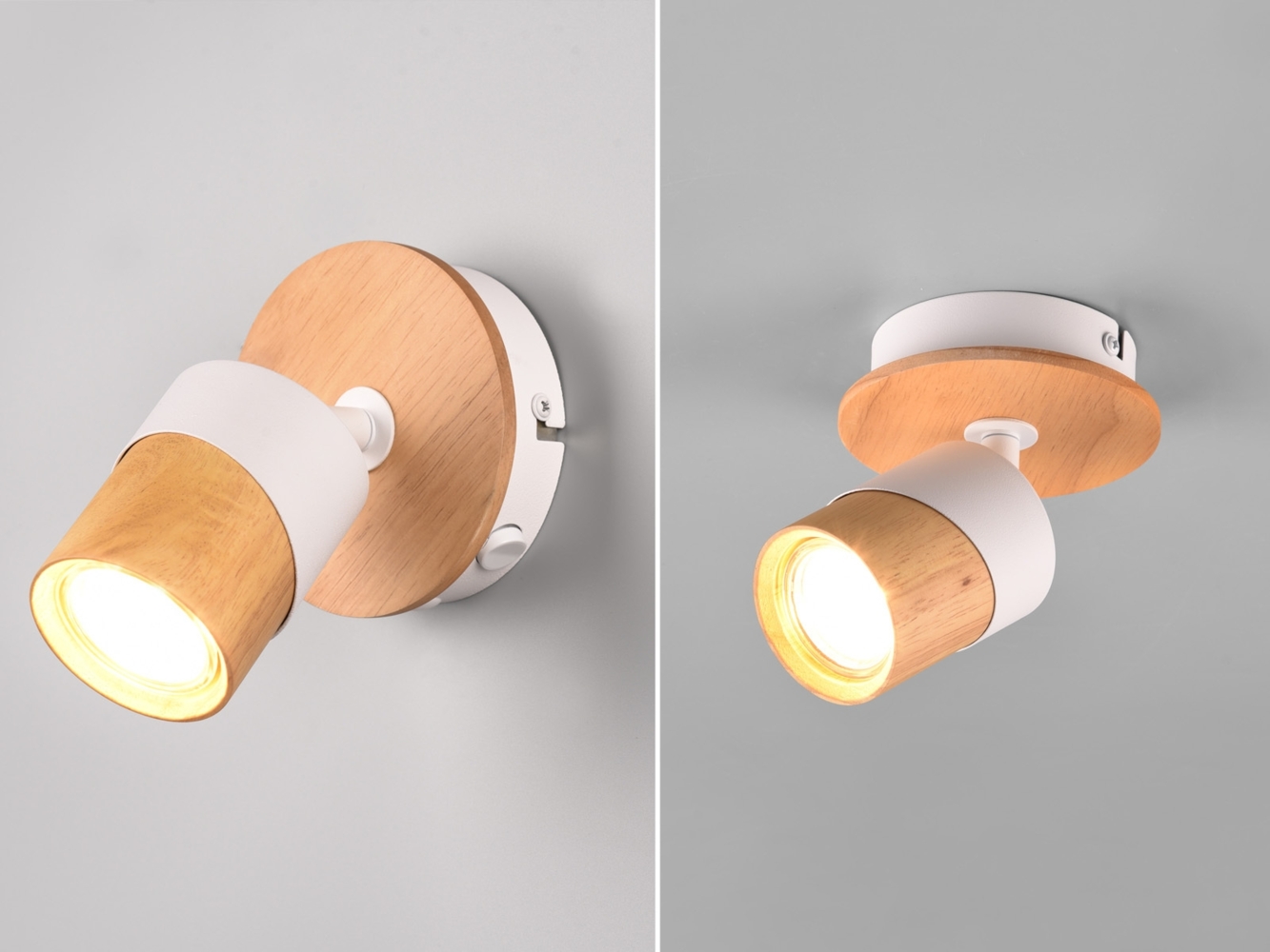TRIO Leuchten LED Wandstrahler, Dimmfunktion, LED wechselbar, warmweiß, innen, kleine Holz-lampe Spot schwenkbar, Wandlampe Bett & Treppenhaus Bild 1