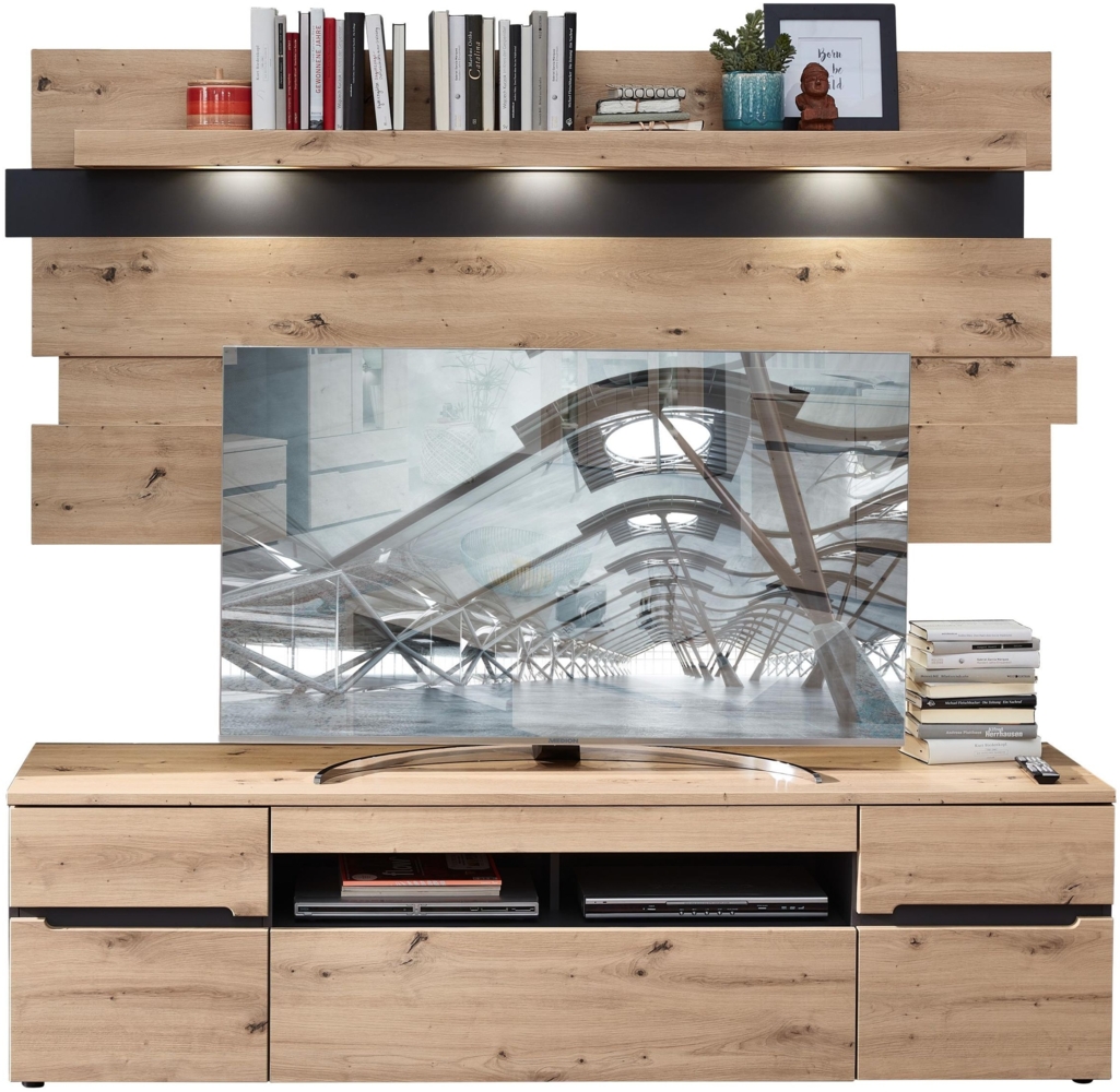 Wohnwand TV Lösung MEMPHIS 2-teilig Artisan Eiche Graphit Nachbildung Bild 1