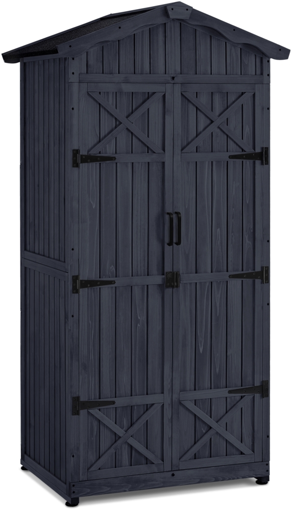 M MCombo Gartenschrank Gartenhaus Holz Wetterfest, Outdoor Wasserdicht Schrank mit Boden, für Außenbereich Balkon Terrasse, 1165 (Anthrazitgrau) Bild 1