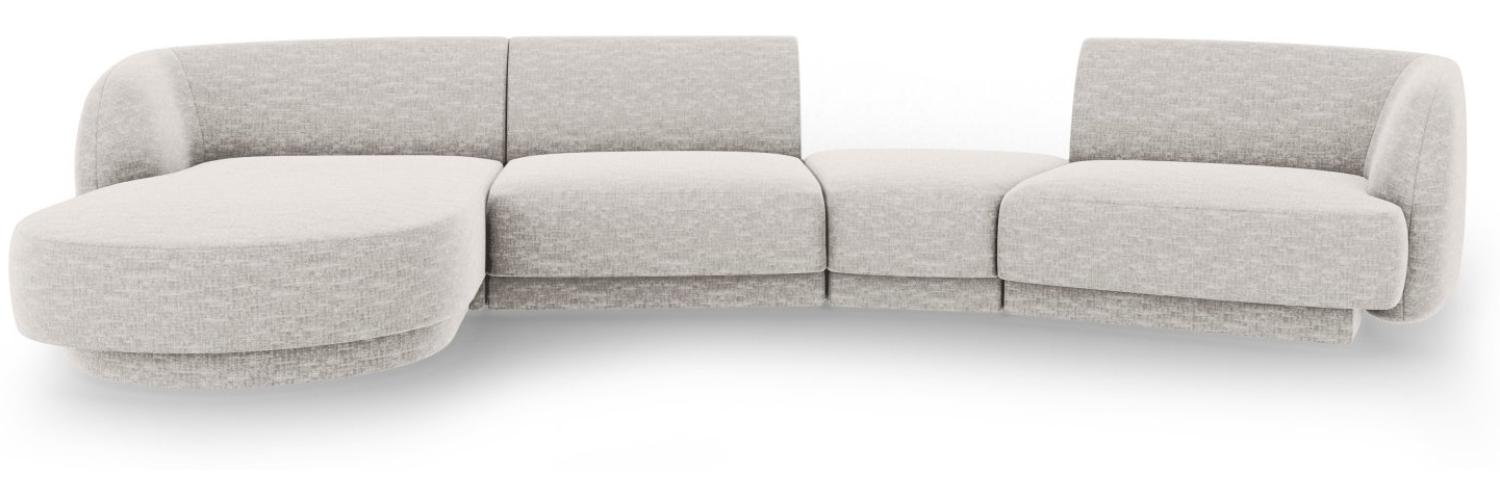 Micadoni Modulares Sofa Miley mit Recamiere 4-Sitzer Links Chenille Hellgrau Bild 1