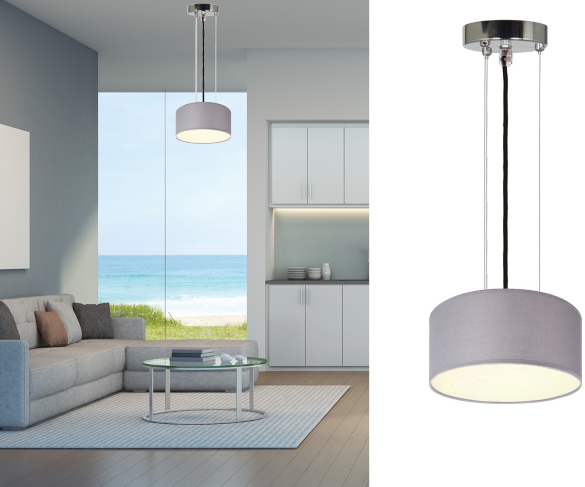 Hängelampe CEILING DREAM, Stoff Grau / Abdeckung satiniert, Ø 20cm Bild 1