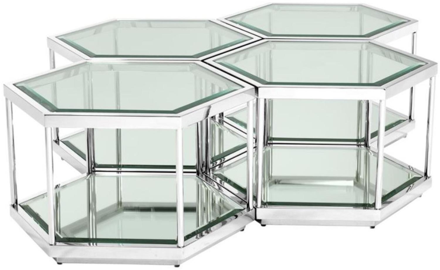 Casa Padrino Luxus Couchtisch / Wohnzimmertisch 4er Set Silber 60 x 52 x H. 36 cm - Wohnzimmermöbel Bild 1