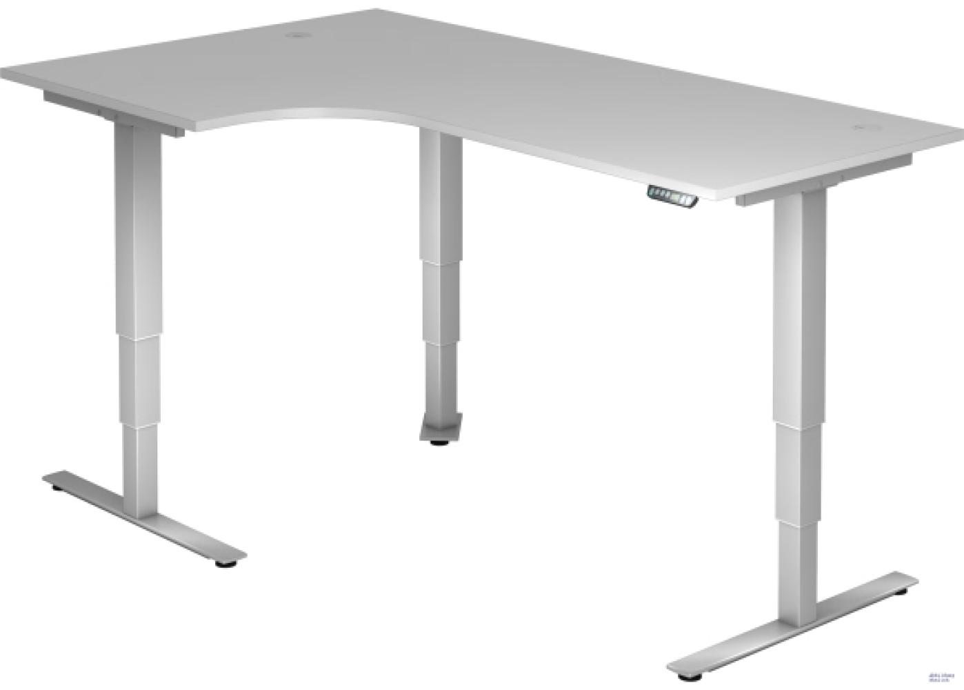 Schreibtisch 200x120x62-127cm grau/silber elektrisch höhenv Bild 1