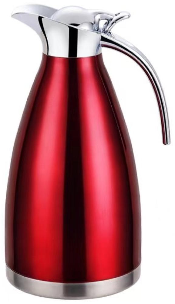 Thermoskanne 2L Isolierkanne Teekanne Thermosflasche Kaffeekanne Rot Bild 1