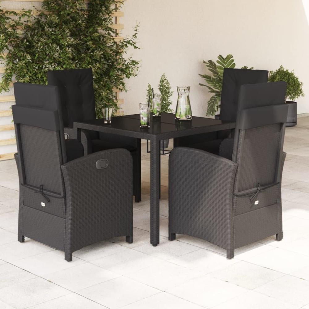 vidaXL 5-tlg. Garten-Essgruppe mit Kissen Schwarz Poly Rattan Bild 1