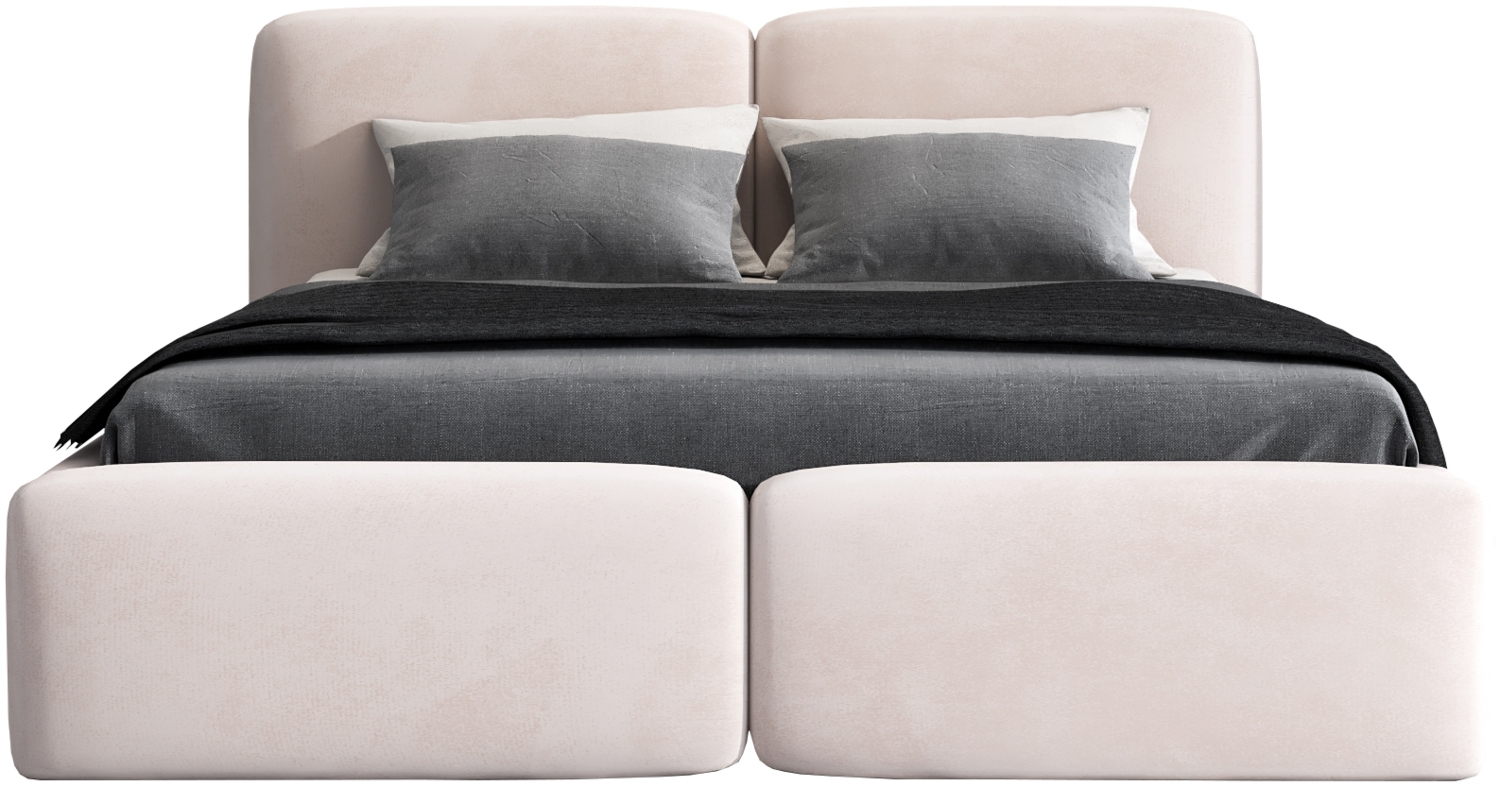 Polsterbett OLKE 140x200 mit Matratze, Bettkasten und Lattenrost. Farbe: Beige 2 Bild 1