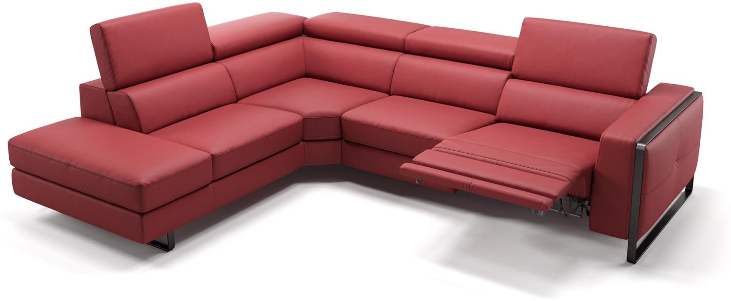 Sofanella Ecksofa MANZANO Funktionscouch Ledersofa Eckgarnitur in Rot Bild 1