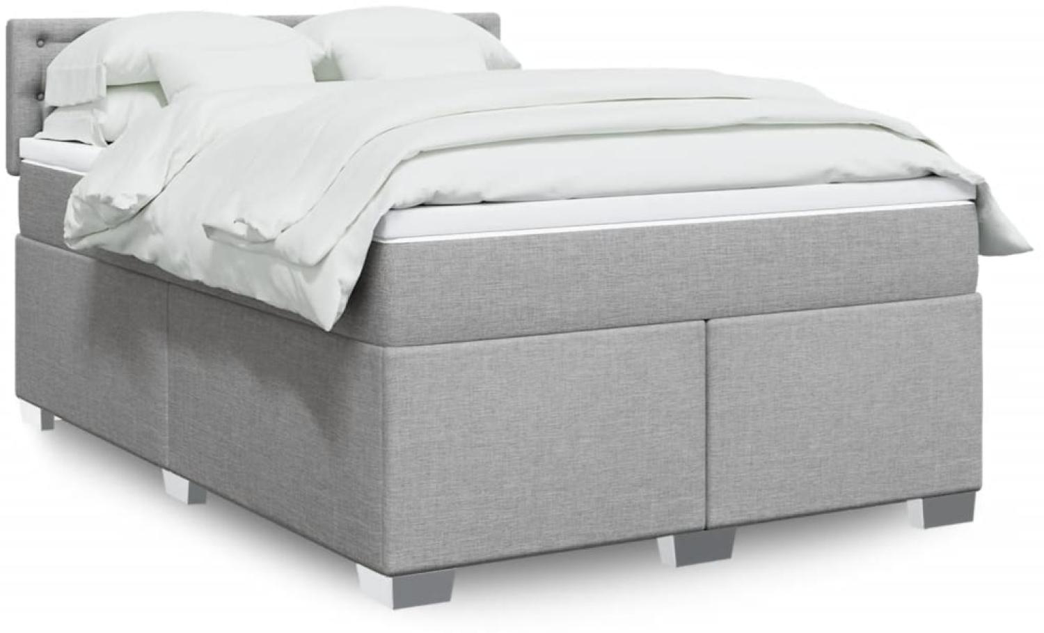 vidaXL Boxspringbett mit Matratze Hellgrau 140x190 cm Stoff 3285897 Bild 1