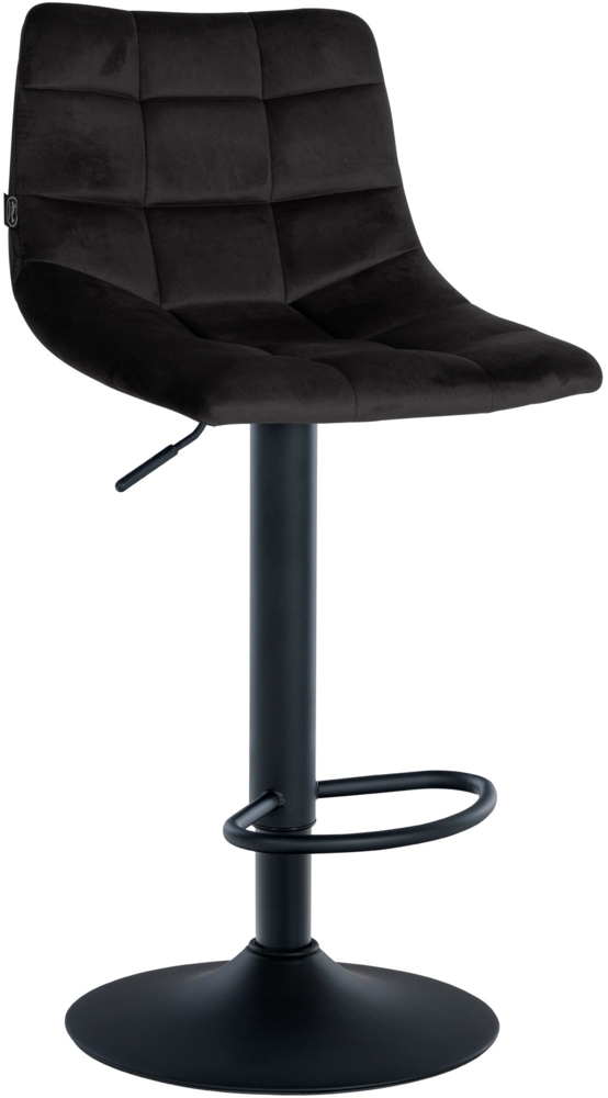DELUKE® Barhocker DUBAI - Schwarz, Samt, Schwarz Barhocker mit Lehne Barstuhl Tresenhocker Tresenstuhl Kneipenhocker Kneipenstuhl Bild 1