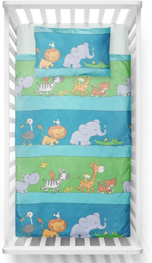 LINKHOFF Babybettwäsche Bettwäsche 100x135 cm - Zootiere - Renforcé Bettwäsche Kleinkinder, Atmungsaktiv, Mit Reißverschluss, 100% Baumwolle Bild 1