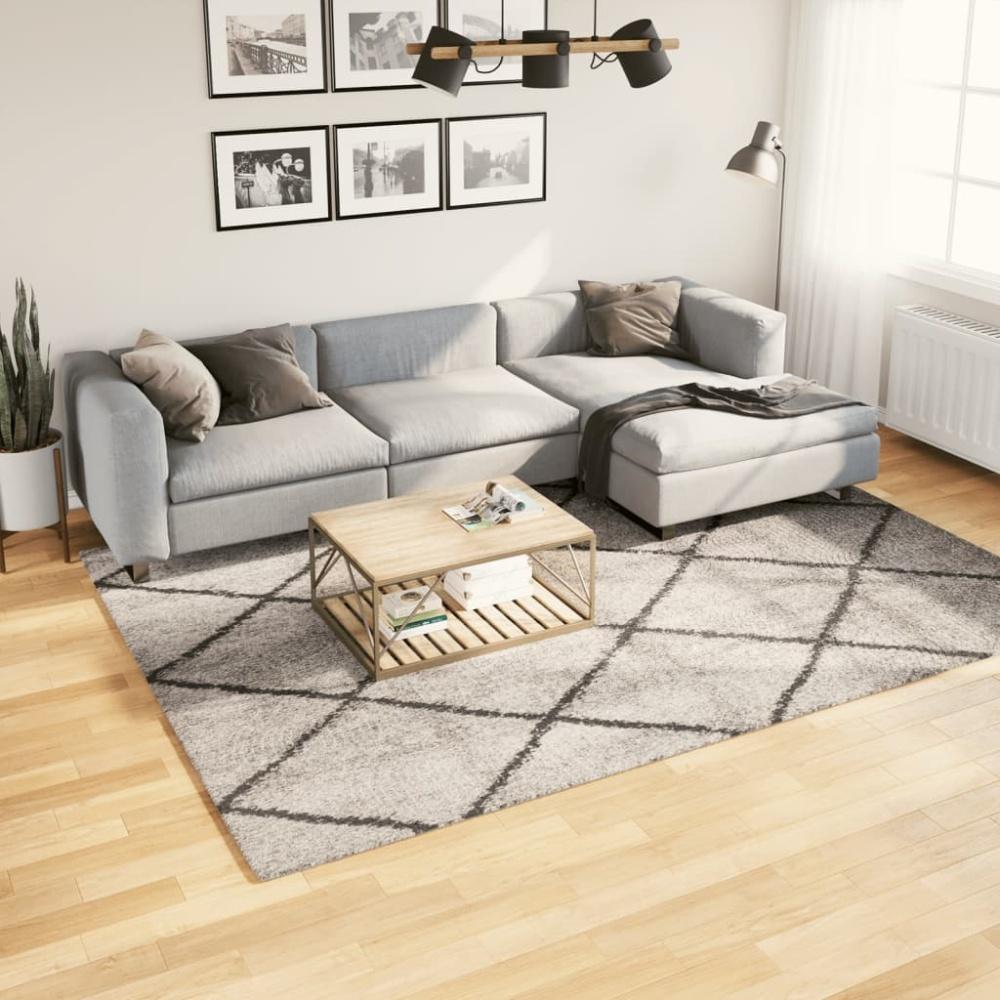 vidaXL Shaggy-Teppich Hochflor Modern Beige Anthrazit 200x280 cm Bild 1