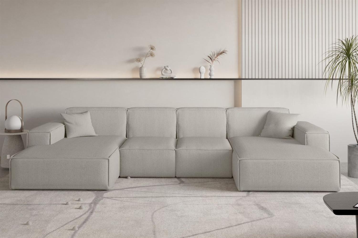 Wohnlandschaft Sofa U-Form CELES PREMIUM XS in Stoff Scala Sandgrau Bild 1