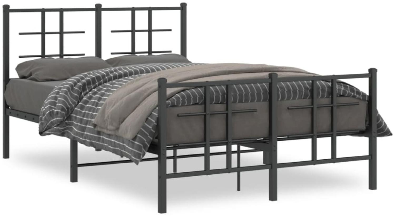 vidaXL Bettgestell mit Kopf- und Fußteil Metall Schwarz 120x190 cm 355576 Bild 1