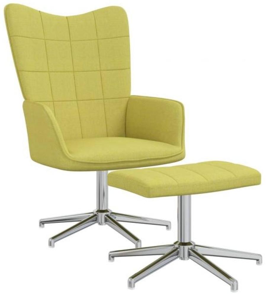 vidaXL Relaxsessel mit Hocker Grün Stoff, Drehbar [328001] Bild 1
