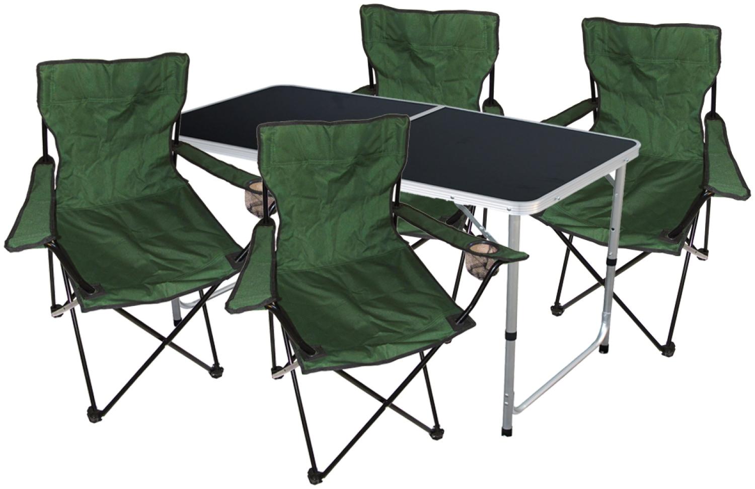 5-tlg. Camping Set Gartenmöbel Campingtisch + 4 x Anglersessel Grün Bild 1