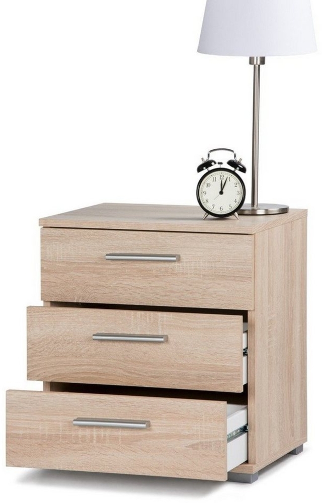 expendio Nachtkommode Elena, Nachttisch Eiche sonoma 45x50x34 cm mit 3 Schubkästen Bild 1