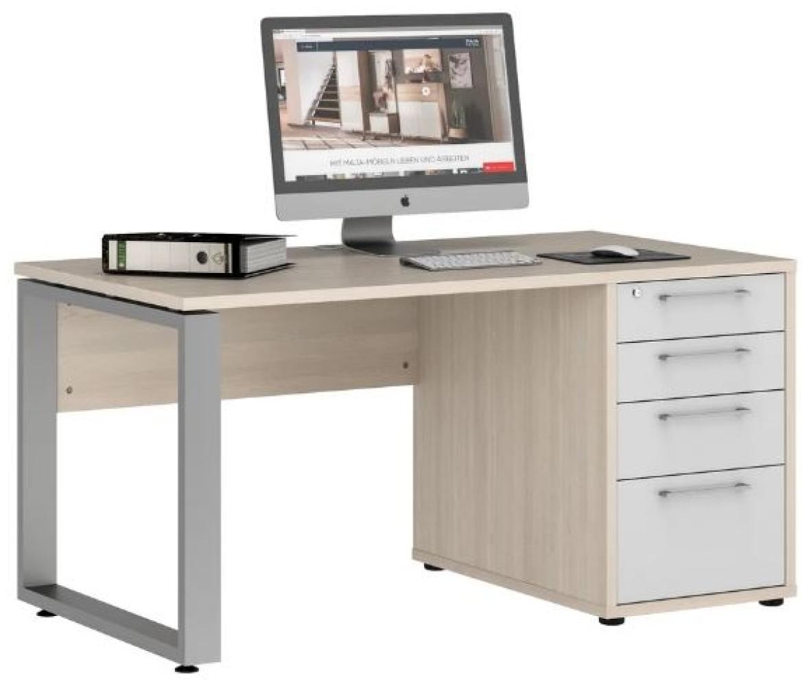 Maja Möbel Homebase Schreibtisch 1348 Scandic Wood - Weiß Hochglanz Bild 1