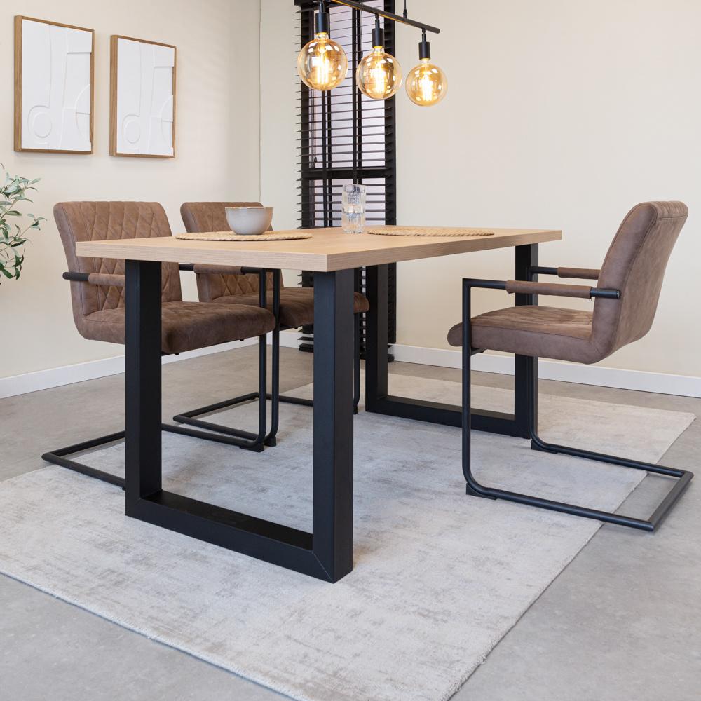 Esstisch Lenzo 170x80 Eiche U-Rahmen schwarz Bild 1