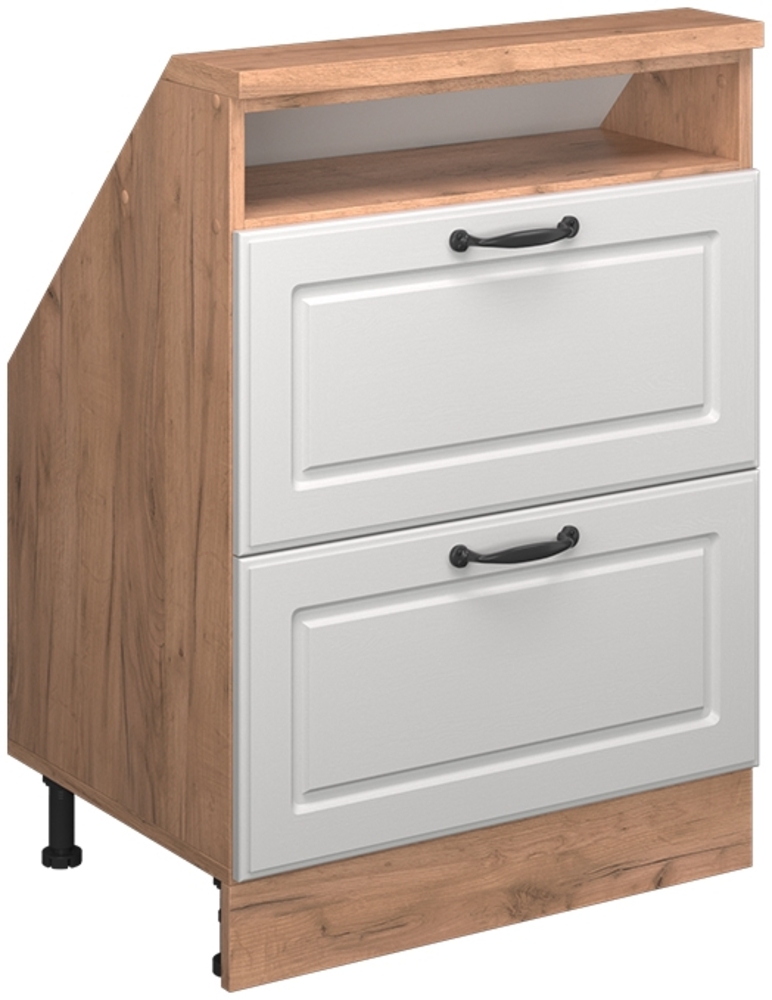 Dachschrägenschrank Rion Weiß Landhaus/Goldkraft Eiche mit 2 Schubladen Vicco Bild 1