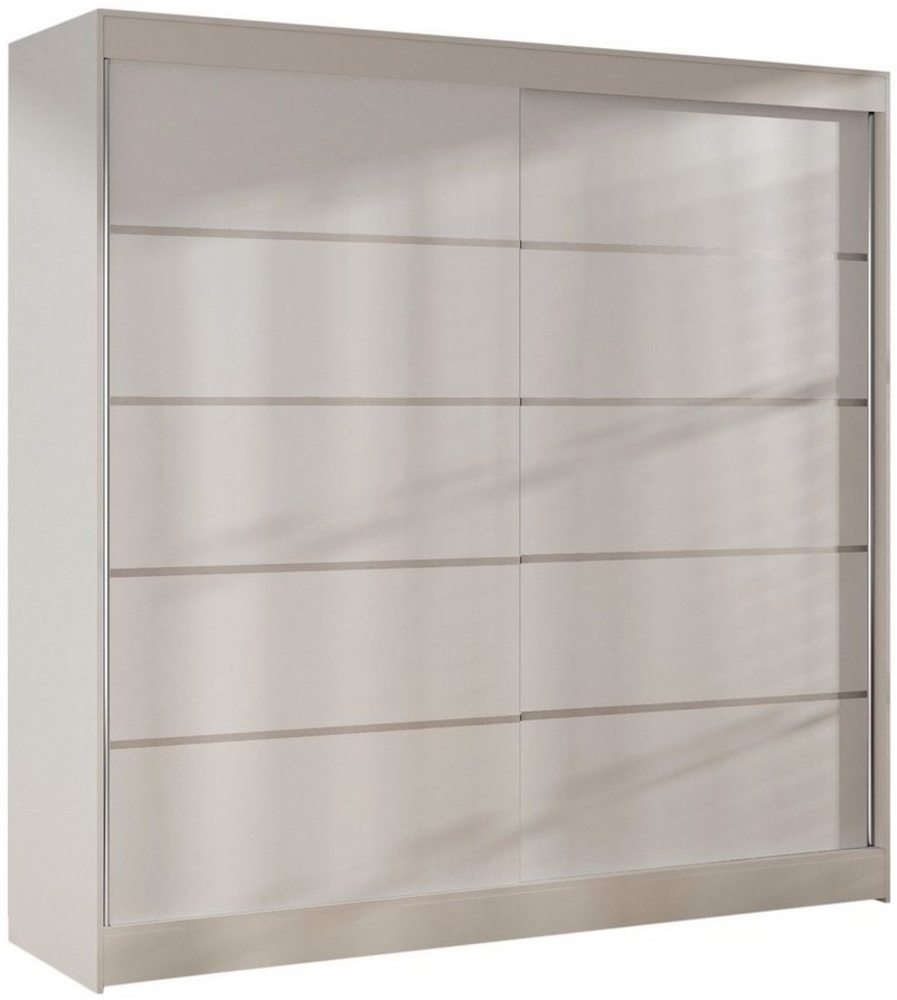 Kleiderschrank Basti IV 200 cm - Schwebetürenschrank mit Kleiderstange und Einlegeboden, Schlafzimmerschrank mit 2 Türen, Schiebetüren, 200x215x58 cm (Weiß) Bild 1