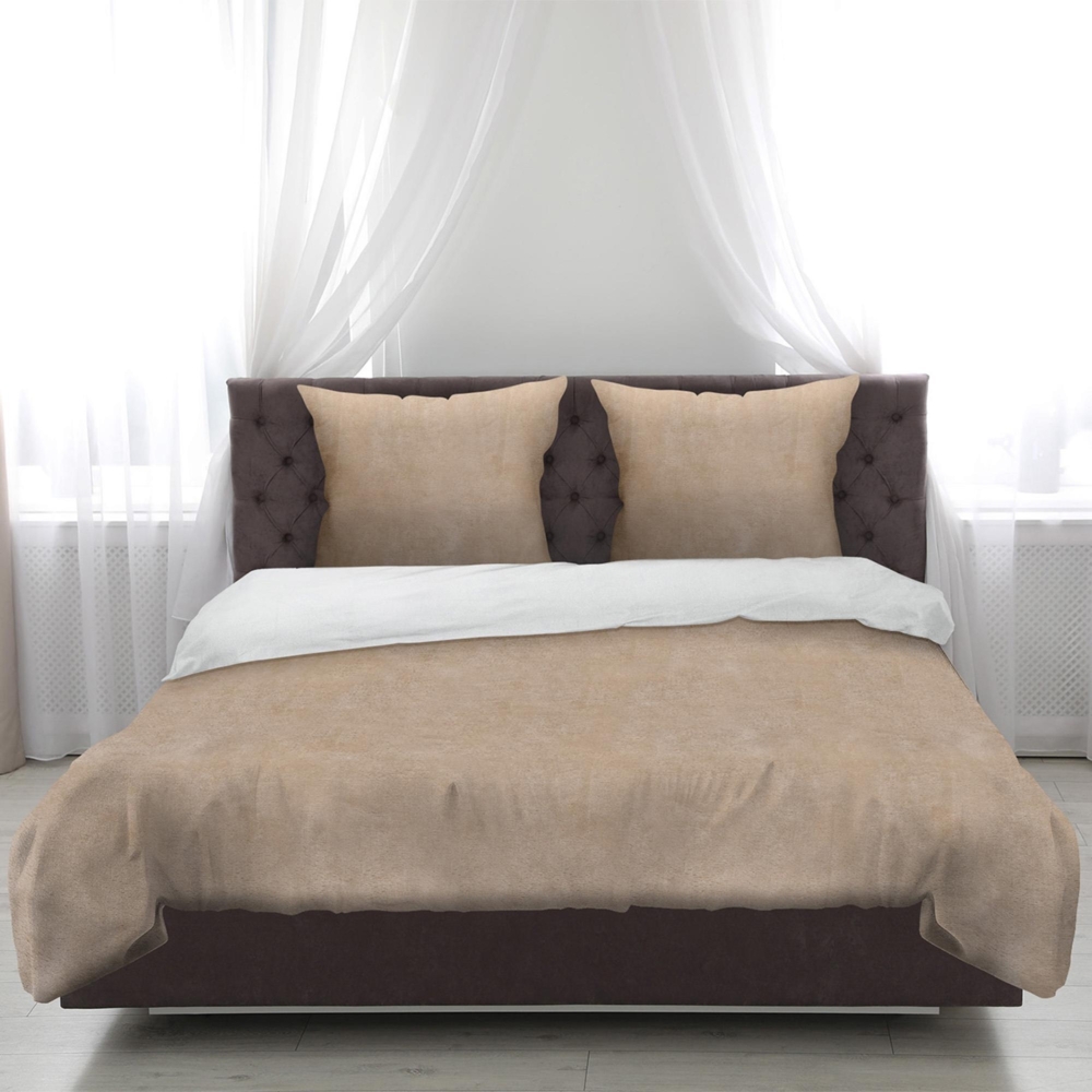 Bettwäsche 2-tlg "Cashmere Touch" ( Beige / Taupe ) - Öko-Tex - 1 Bettbezug 155x220cm + 1 Kissenbezug 80x80cm Bettdecken Set mit Reißverschluss, Flauschig weich Bild 1