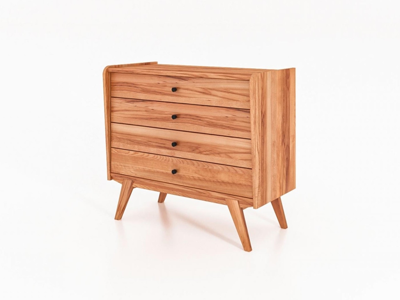 Kommode Jetro Kernbuche massiv 100x90x50 cm mit 4 Schubladen und Holzbeinen Bild 1