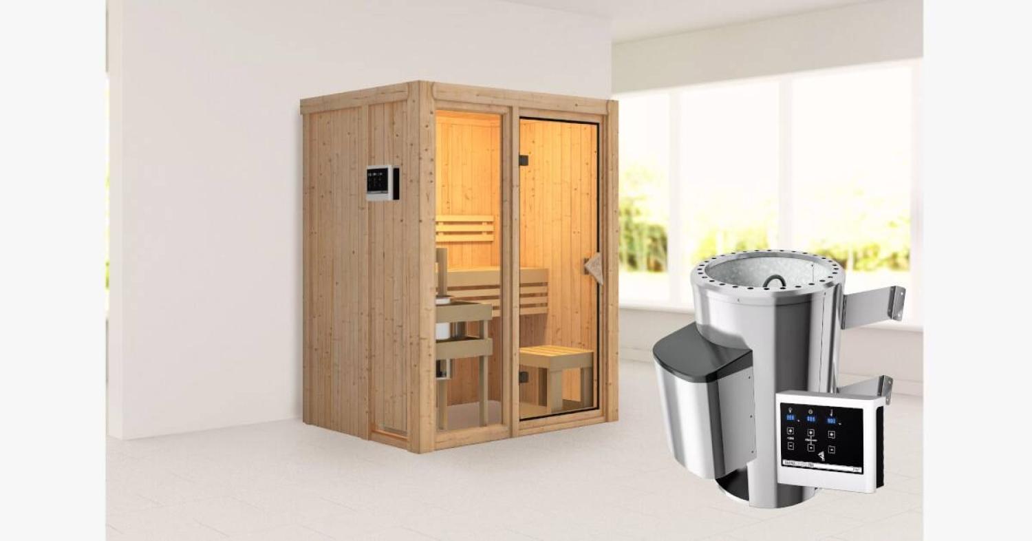 Karibu Sauna Avari 1 mit 3,6kW Plug&Play Ofen externe Steuerung Bild 1