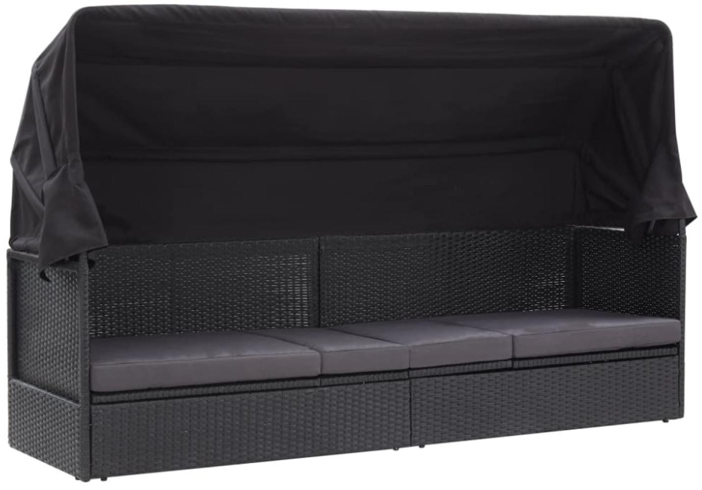 vidaXL Outdoor-Sofabett mit Dach Poly-Rattan Schwarz 46092 Bild 1