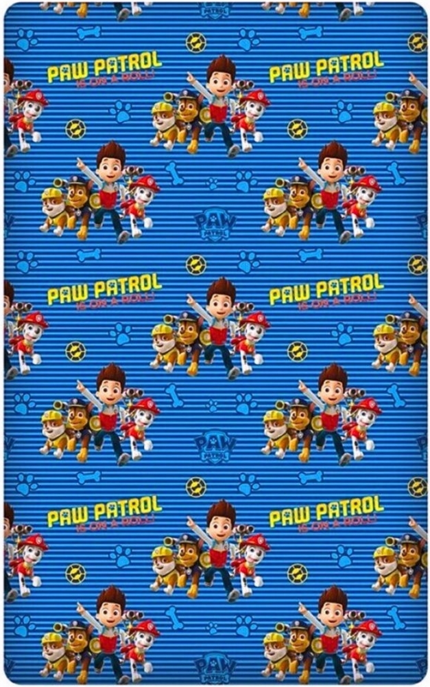 PAW PATROL Spannbettlaken, Baumwolle, Gummizug: rundum, Kinder Bettlaken aus 100% Baumwolle 90 x 200 x 25 cm Bild 1