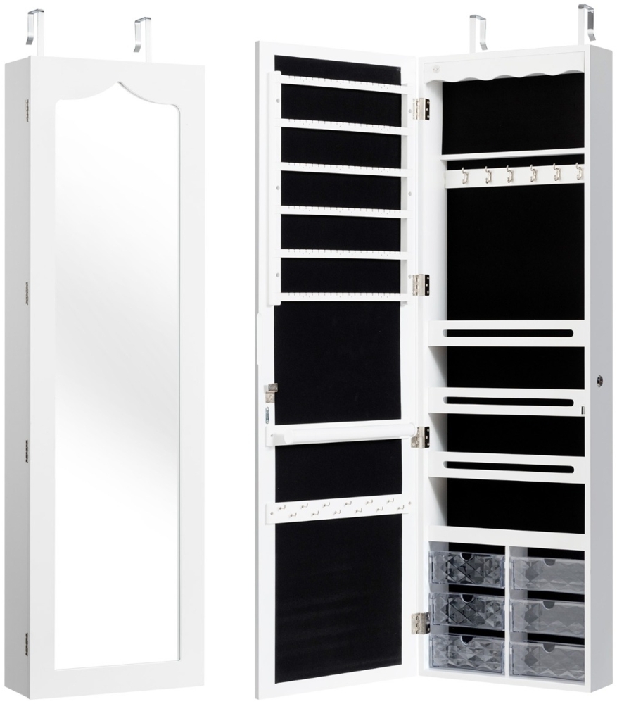 Schmuckschrank Hängend Sipegelschrank mit LED-Beleuchtung 36,5 x 11,5 x 120 cm Weiß Bild 1