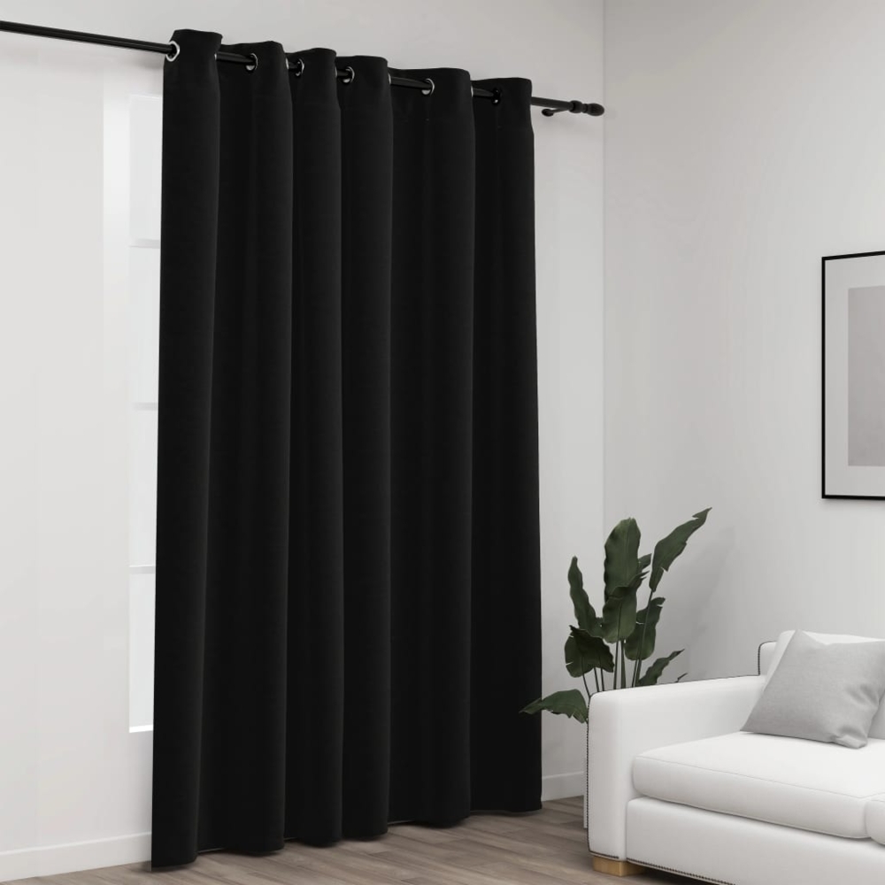 vidaXL Verdunkelungsvorhang mit Ösen Leinenoptik, Polyester Anthrazit, 290x245 cm Bild 1