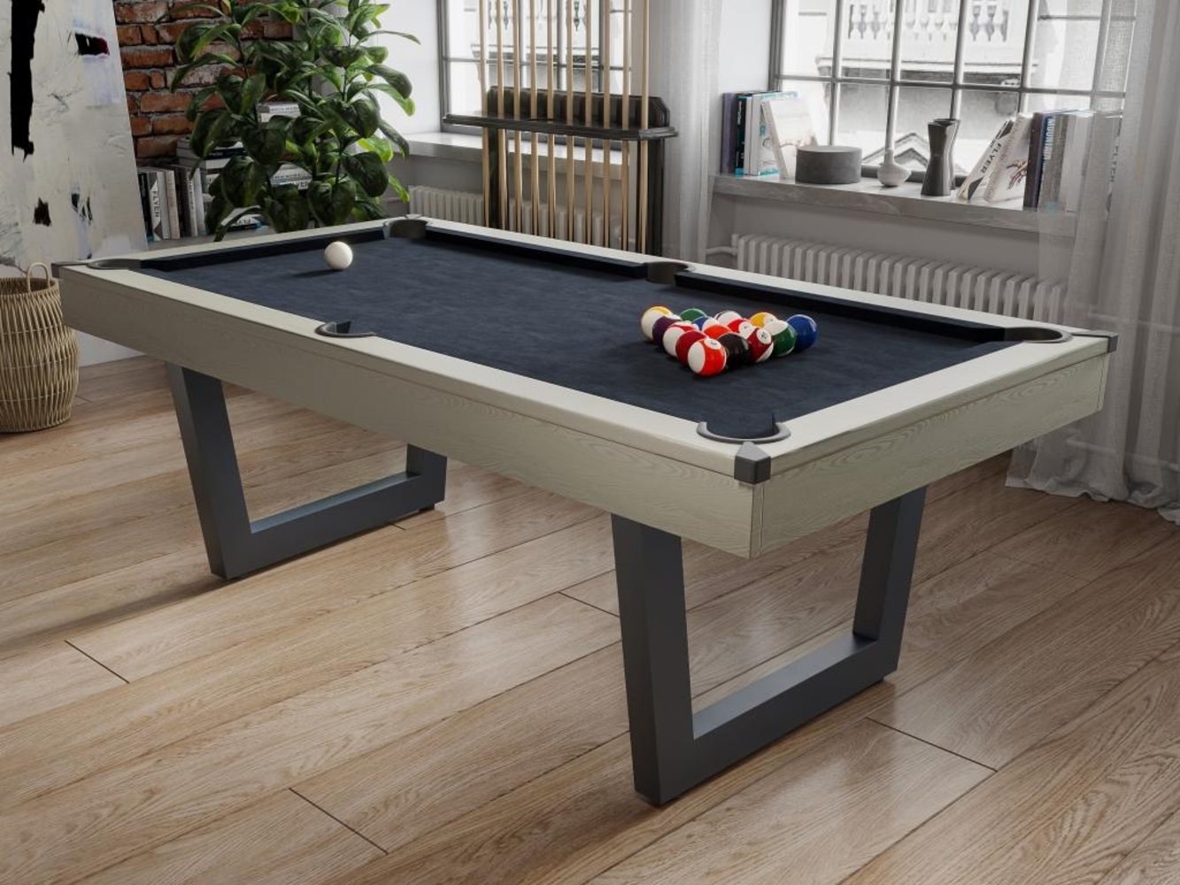 Vente-unique - Multifunktionstisch - Billard & Tischtennis - 213,4 x 111,8 x 78,5 cm - Holzfarben hell & Schwarz - MELIAN Bild 1