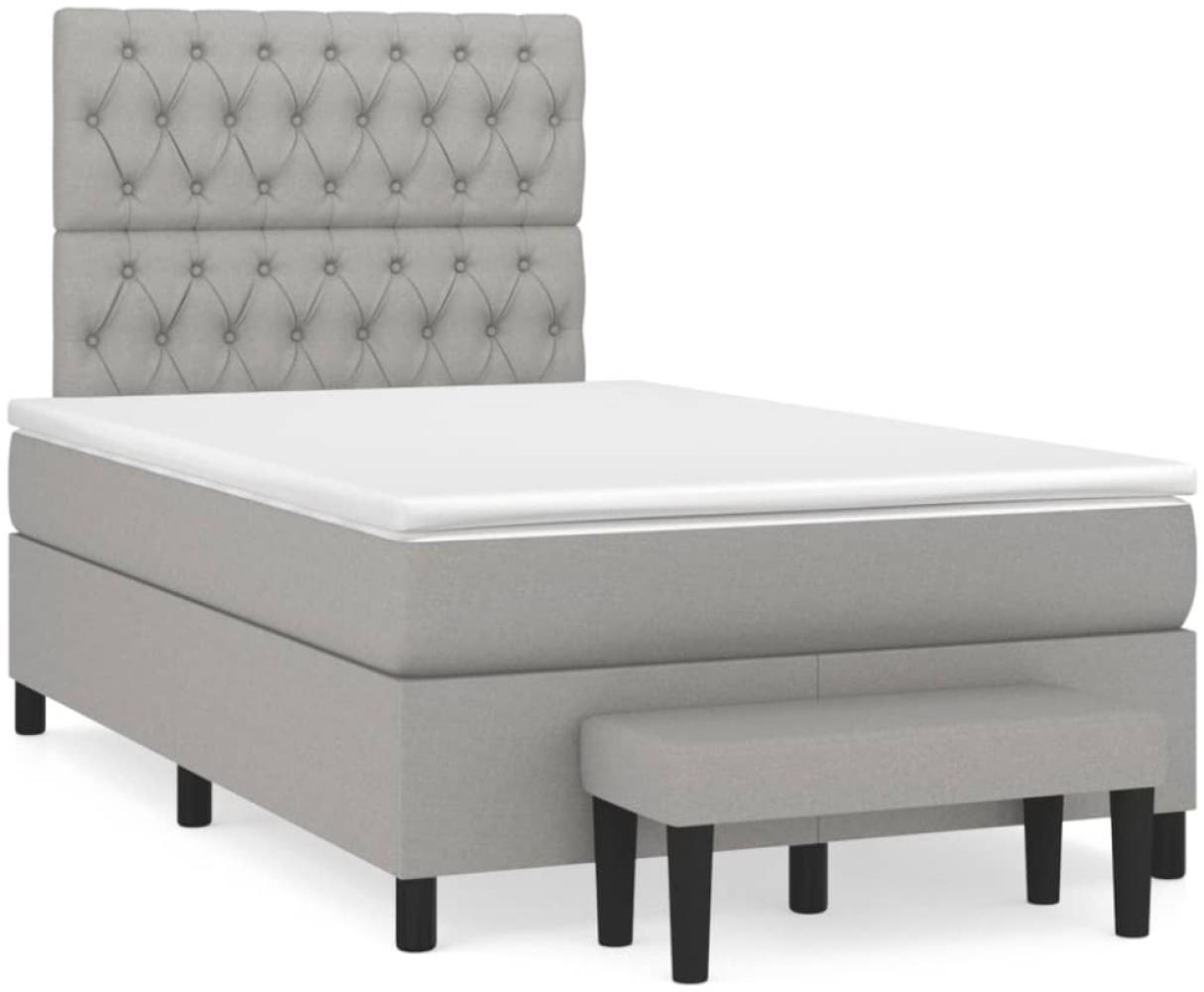 vidaXL Boxspringbett mit Matratze Hellgrau 120x190 cm Stoff 3270376 Bild 1