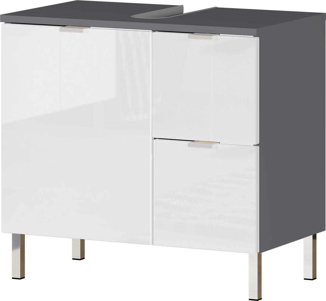 Waschbeckenunterschrank >M-415< (BxHxT: 60x56x34 cm) in anthrazit | weiss Bild 1