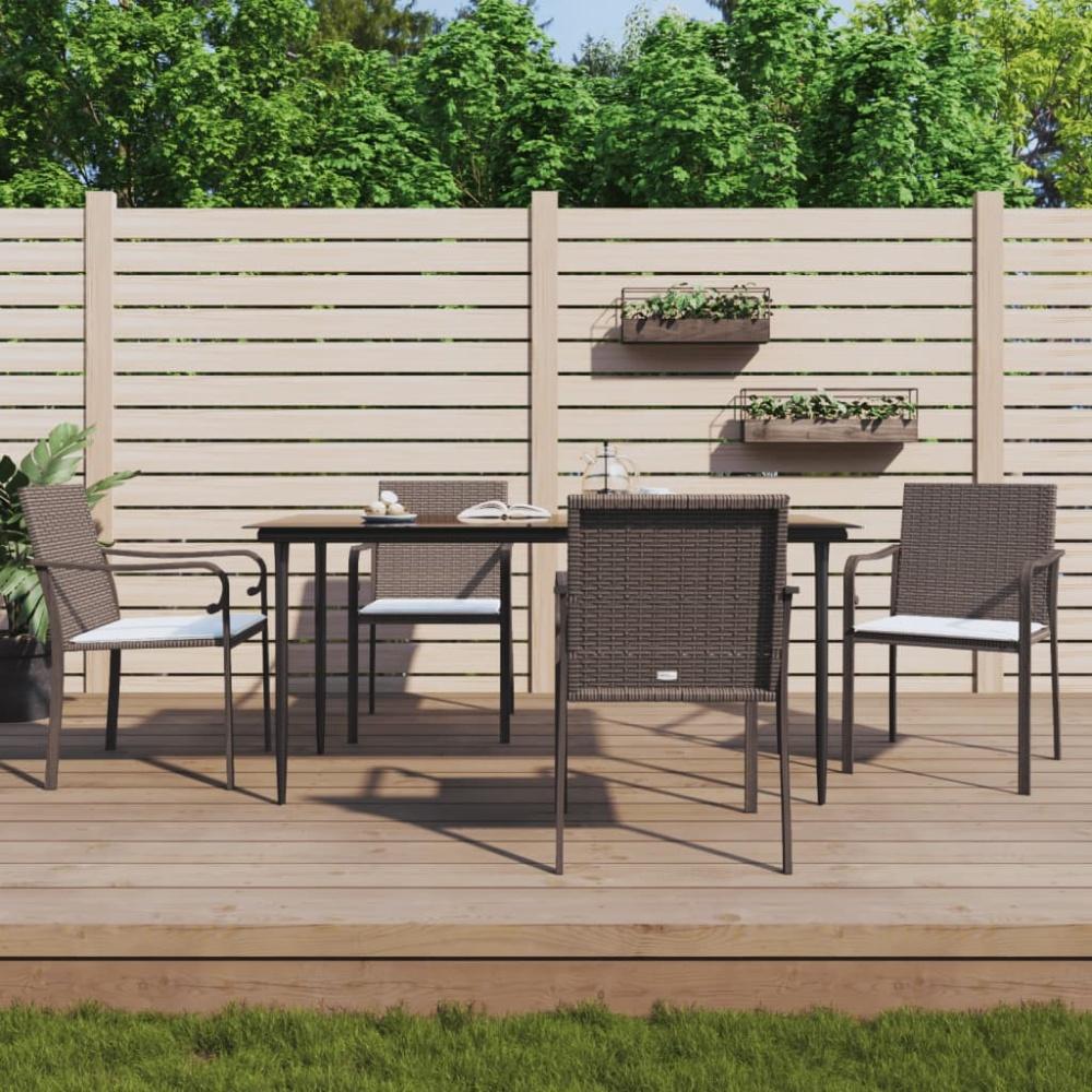 vidaXL Gartenstühle mit Kissen 4 Stk. Braun 56x59x84 cm Poly Rattan 3187073 Bild 1