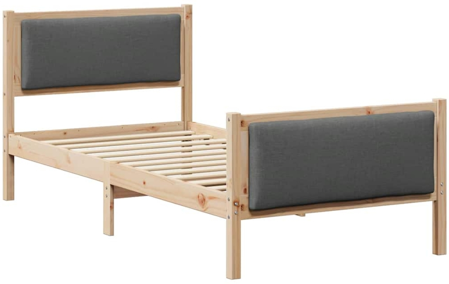 vidaXL Bettrahmen mit Kopfteil Dunkelgrau 90 x 200 cm Stoff 878355 Bild 1