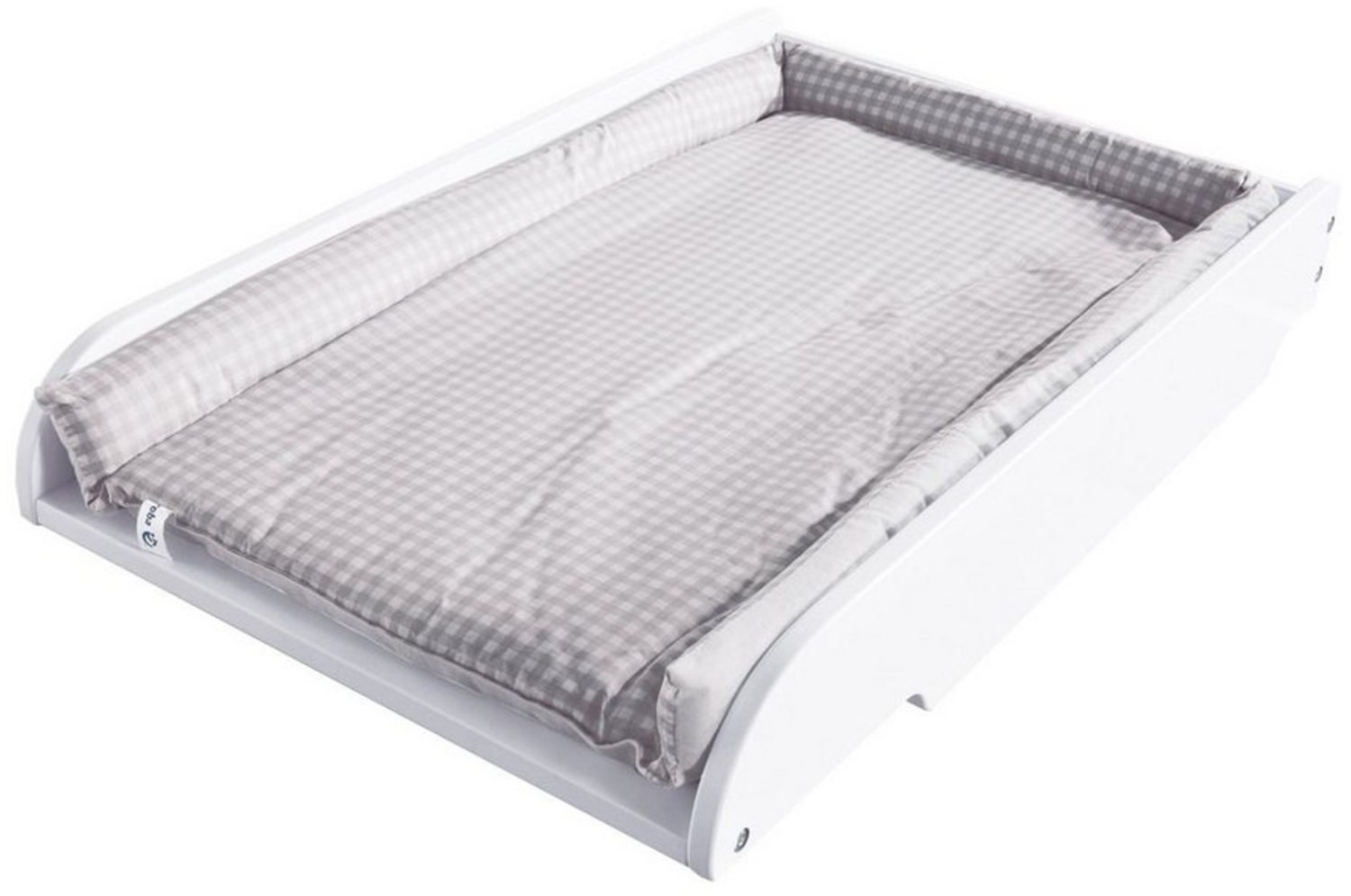 roba Wickelplatte -inkl. Wickelauflage taupe kariert - Zum Aufsetzen auf Baby- & Kinderbetten - Weiß Bild 1