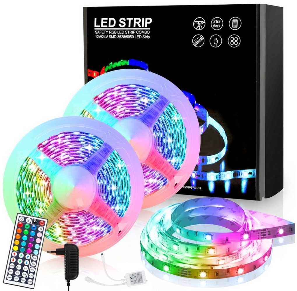 Clanmacy LED Stripe 1-10m LED Streifen set RGB LED Stripe 5050SMD IP20, 30-flammig Bild 1