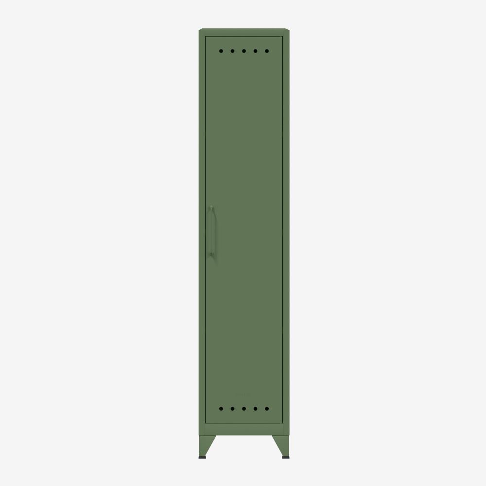 Bisley Fern Locker Garderobenschrank mit Kleiderstange und Hutfachboden, aus hochwertigem, nachhaltigem Stahl hergestellt, 16 mm große Design Lüftungslöcher auf allen Türen, moderner und industrieller Flair, mit integrierten Füßen, H 1800 x B 380 x T 5... Bild 1