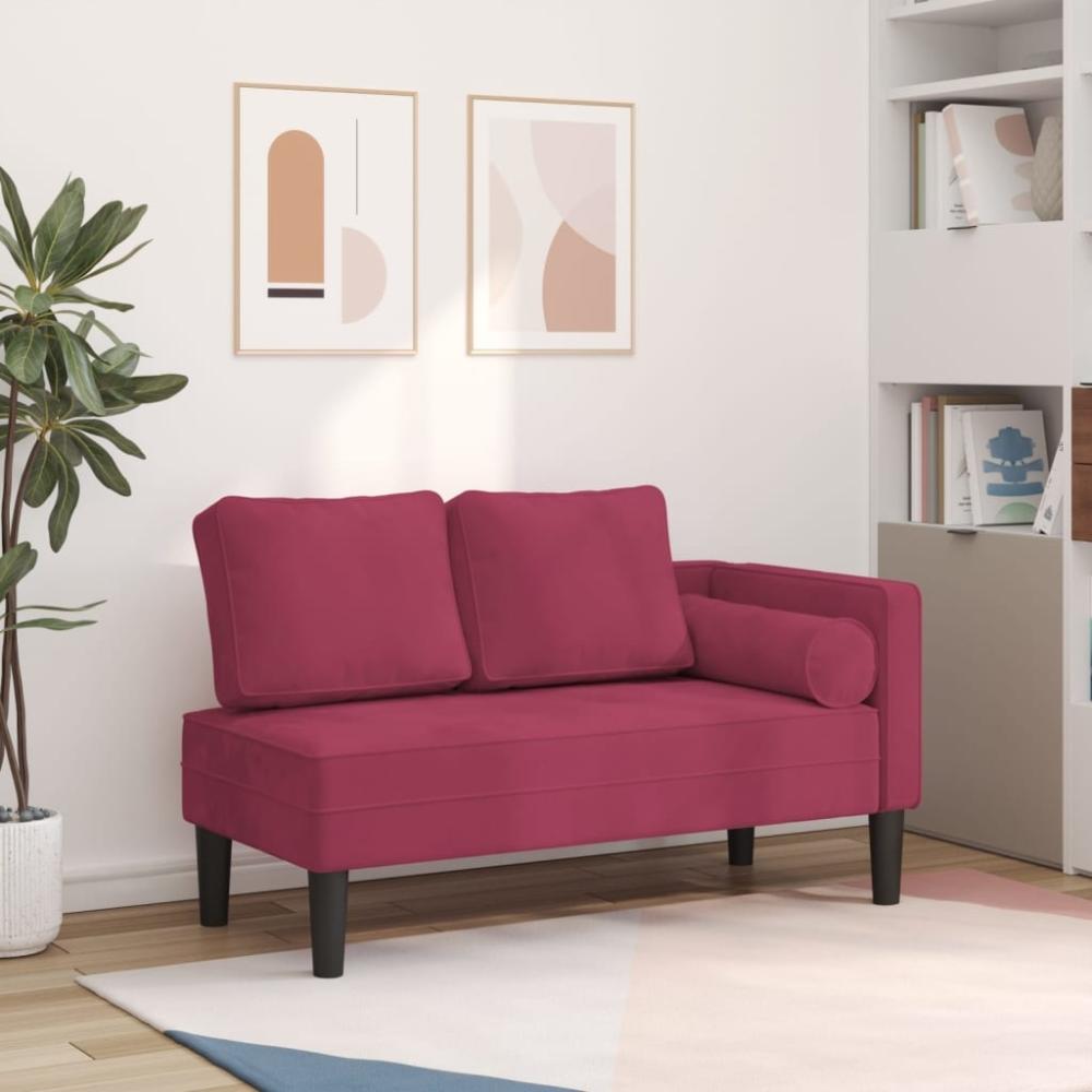 vidaXL Chaiselongue mit Kissen Weinrot Samt Bild 1