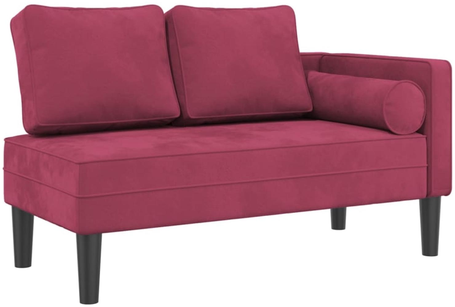 vidaXL Chaiselongue mit Kissen Weinrot Samt Bild 1