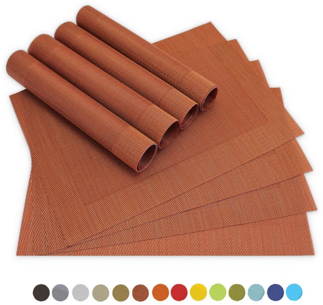 matches21 HOME & HOBBY Platzset Tischsets BORDA 8er Set Kupferfarben als Tischuntersetzer, (8-St), Abwaschbare Platzsets als Tischunterlagen für Ess-Tisch Tisch-Deko Bild 1