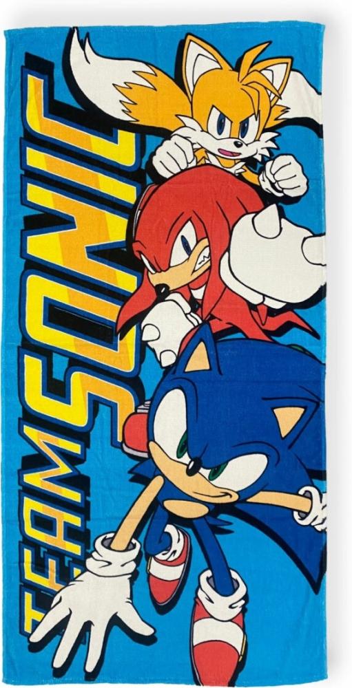 Sonic Strandtuch Blaues Baumwollhandtuch für Kinder, 70cm x 140cm Bild 1