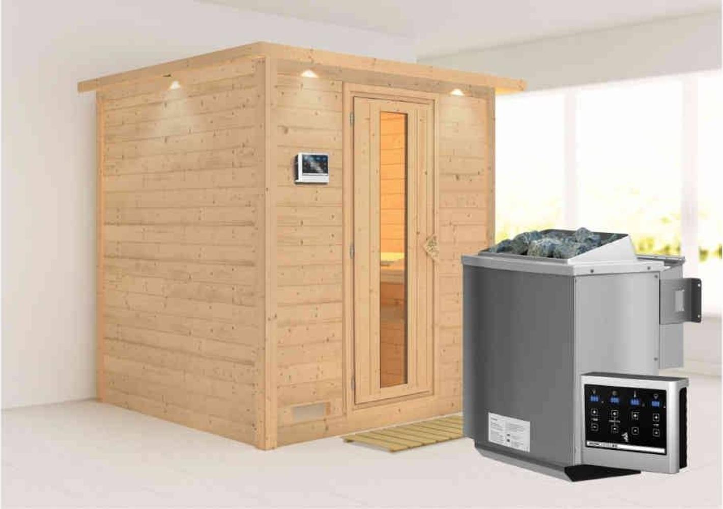 Karibu Sauna Innenkabine Mojave Innensauna 3 Sitzbänke aus Holz Saunakabine mit 40 mm Wandstärke Dampfsauna mit Montagematerial Bild 1