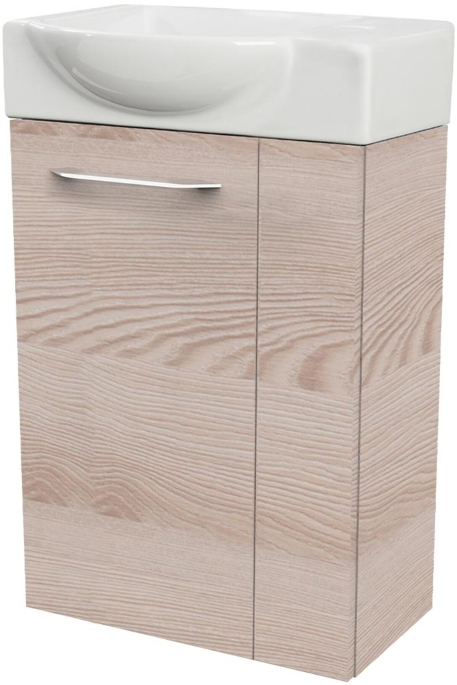 Fackelmann SBC B. CLEVER Gäste WC Set 2-teilig 45 cm, Braun hell, links, Keramik Hahnloch rechts Bild 1